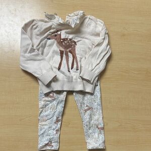 Janie and Jack Cream and Brown Deer Matching Set